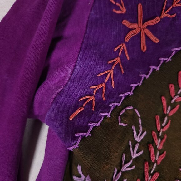 Rising Tide Purple Patchwork Embroidered Zip Up Jacket Hoodie Womens 1X Boho - Picture 5 of 13